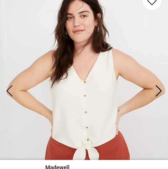 Madewell Texture & Thread XS Button Front Tie Front Top - Picture 6 of 6